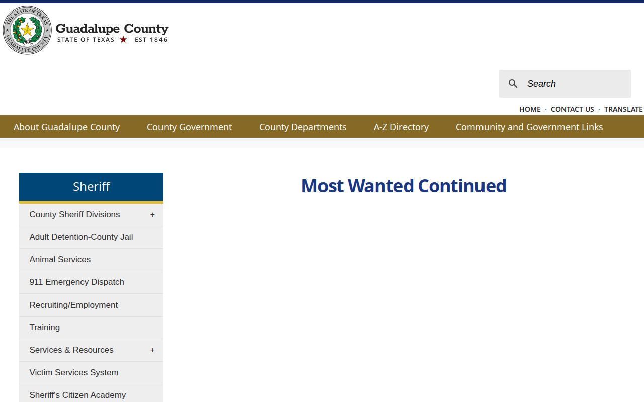 Guadalupe County Sheriff's official Most Wanted Continued page